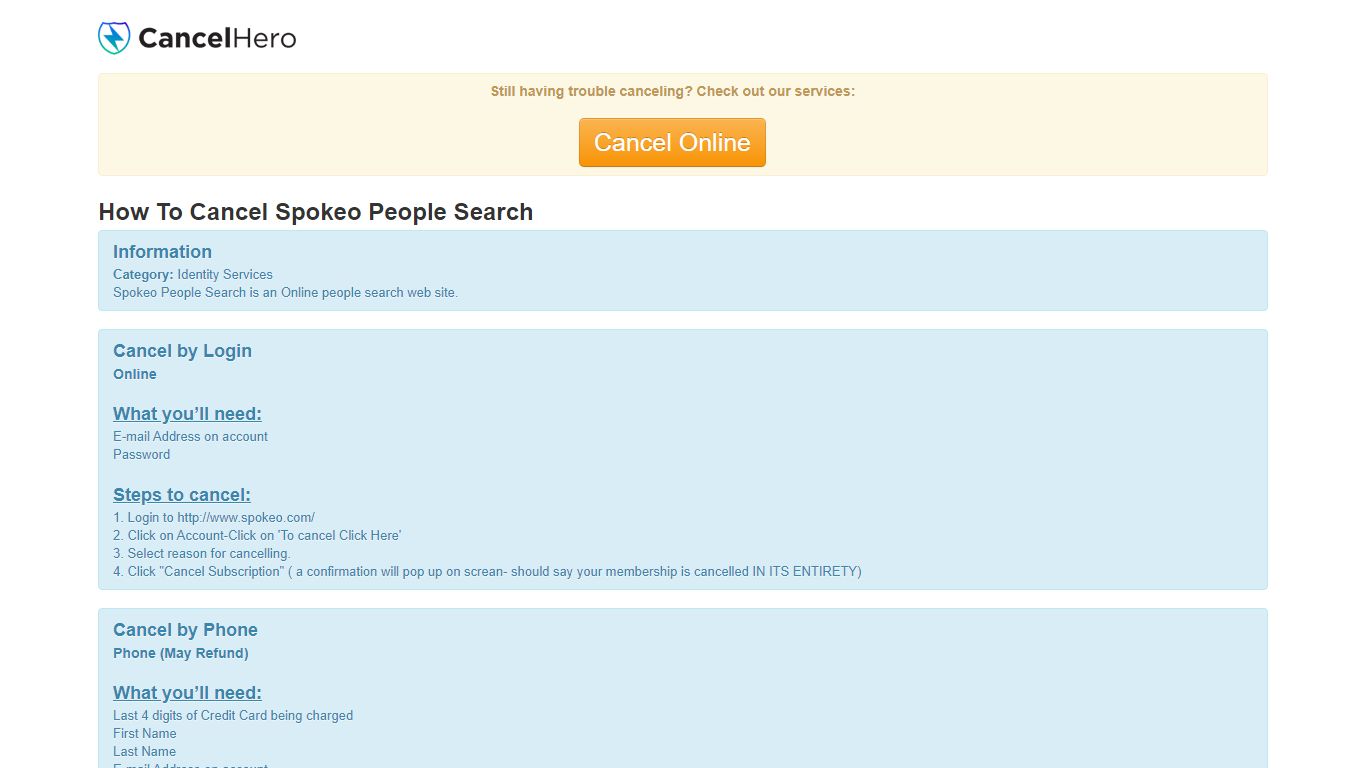 How To: Cancel Spokeo People Search